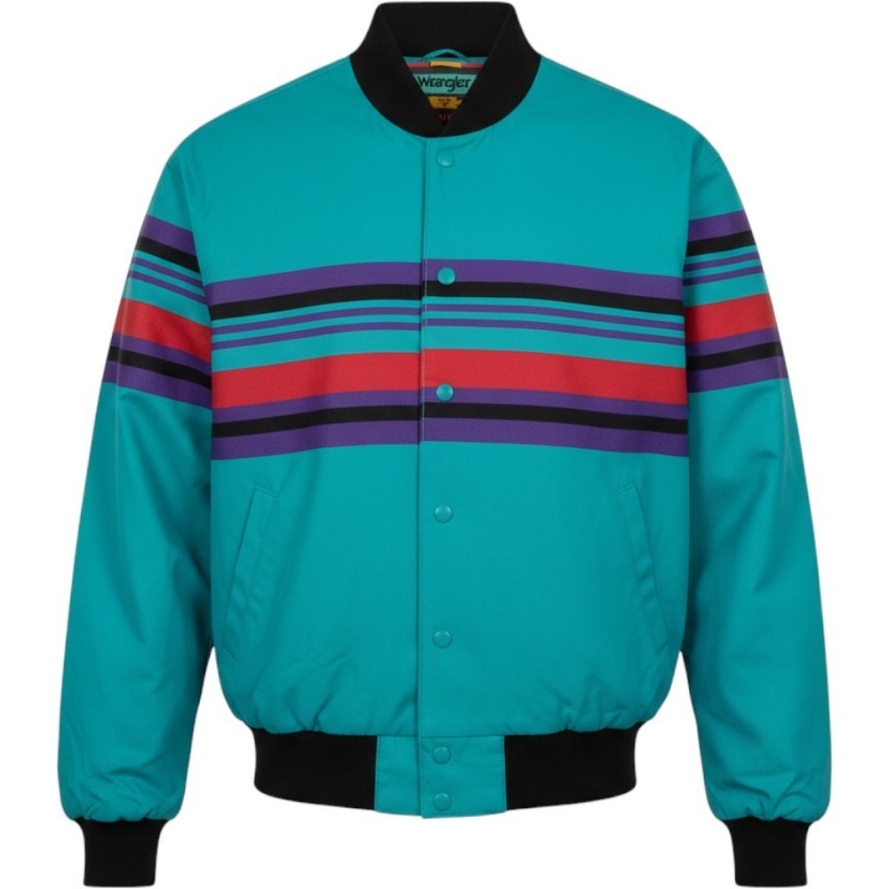 Vtg Wrangler Brushpopper Mens Jacket M Western Cowboy Striped Bomber READ
